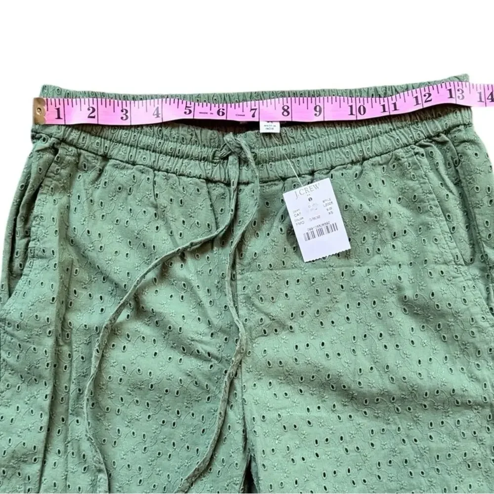 J.Crew Women's Eyelet Green Patterned Pants Sz XS NWT
